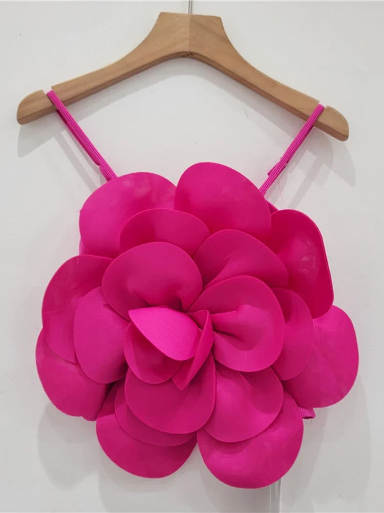 Top con flores en 3D